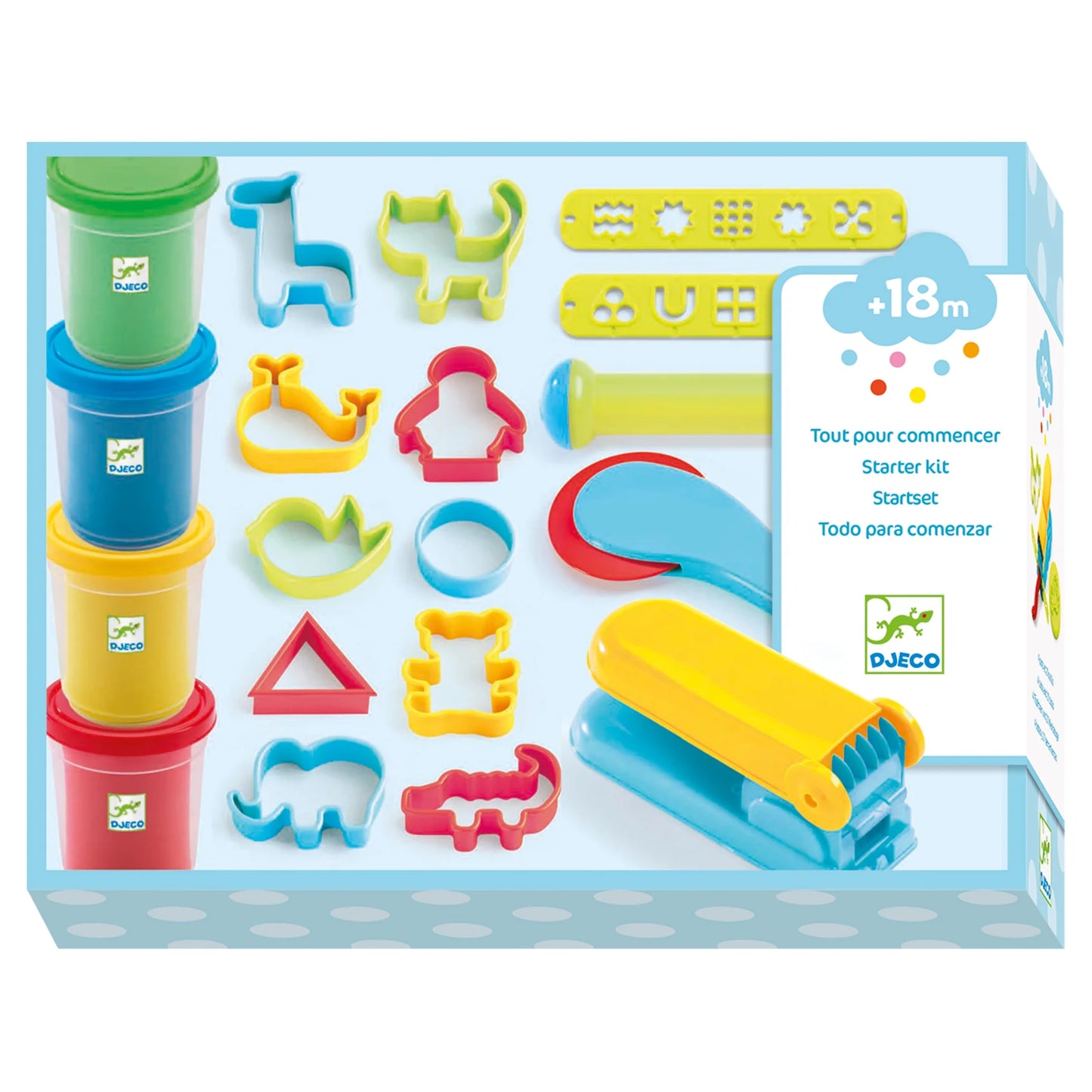 4 DOUGH TUBS AND 21 TOOLS BY DJECO